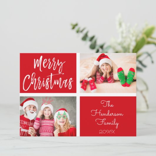 Joyeux Carte photo de script lettres main Noël (Debout devant)