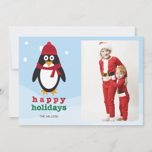 Joyeux Carte photo de vacances avec Penguin - Noël (Devant)
