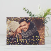 Joyeux Carte photo de vacances en or | Moderne & G (Debout devant)