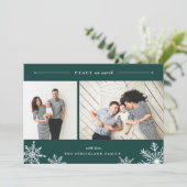 Joyeux Carte photo de vacances Snowflake | Hunter (Debout devant)