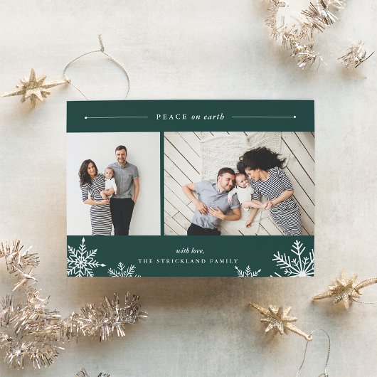 Joyeux Carte photo de vacances Snowflake | Hunter