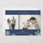 Joyeux Carte photo de vacances Snowflake | Marine (Devant)