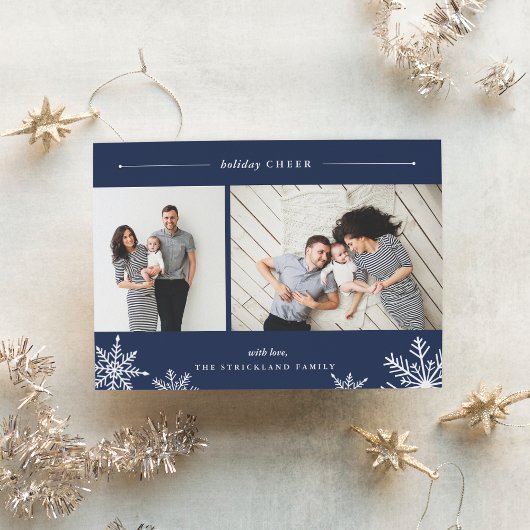 Joyeux Carte photo de vacances Snowflake | Marine