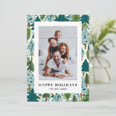 Joyeux Carte photo de voeux de vacances avec arbre (Debout devant)