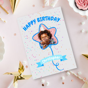 Joyeux Carte photo du ballon étoile d'anniversaire
