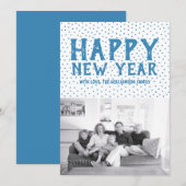 Joyeux Carte photo du Nouvel An | Bleu (Devant / Derrière)