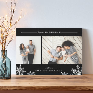 Joyeux Carte photo Hanoukka Snowflake   Black