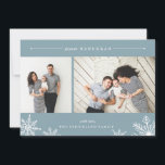 Joyeux Carte photo Hanoukka Snowflake | Givre<br><div class="desc">Elégant et moderne Hanoukka carte photo propose deux photos préférées alignées côte à côte, avec "Joyous Hanoukka" en haut en italique blanc et en typographie de bloc. Personnalisez avec votre salutation personnalisée et votre nom en bas, accentué par quatre illustrations de flocon blanc. Un arrière - plan de glace vinicole...</div>