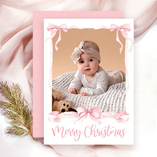 Joyeux Carte photo rose Noël