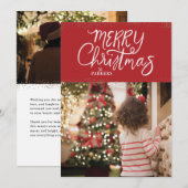 Joyeux Carte photo rouge de Noël (Devant / Derrière)