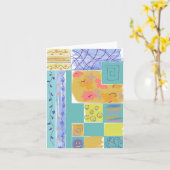 Joyeux Carte pour notes Floral Stripey Blocks (Fleur jaune)