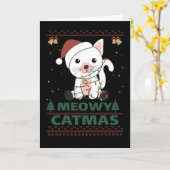 Joyeux Cat Noël Carte de Noël drôle de chat (Fleur jaune)