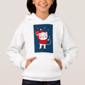 Joyeux Cat Noël – Chat Blanc avec Cadeau et Style (Devant)