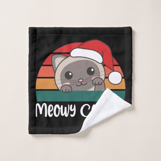 Joyeux Catmas Drôle Chat Noël Pun linge (Gant de toilette)