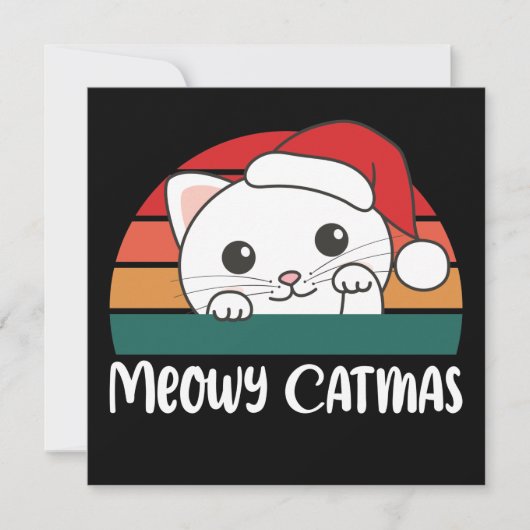 Joyeux Catmas Invitation drôle de chat de Noël (Devant)