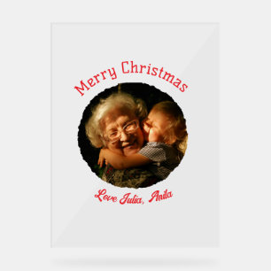 Joyeux cercle photo de la petite-mère de Noël