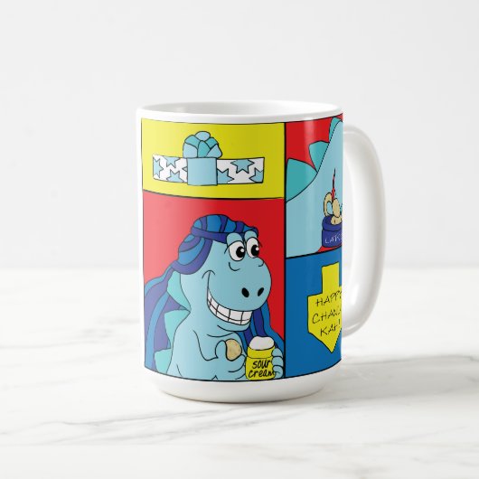 Joyeux Chanukah/Hanoukka Dinosaur Latke Mug (Devant droit)