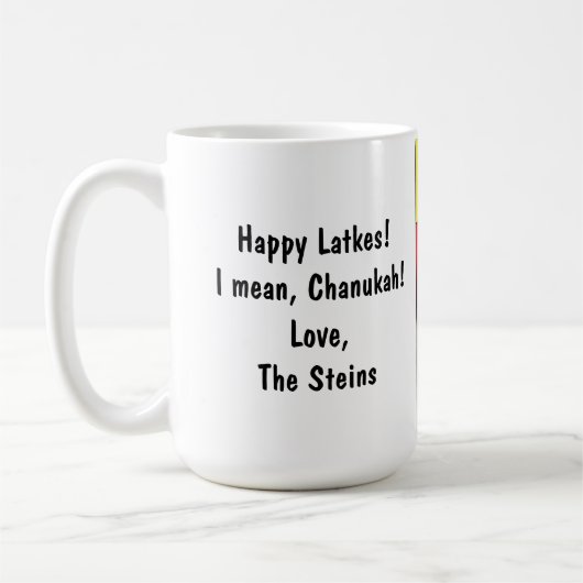 Joyeux Chanukah/Hanoukka Dinosaur Latke Mug (Gauche)