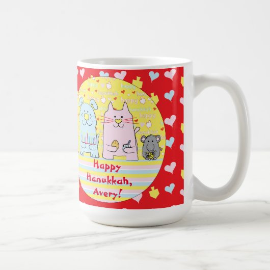 Joyeux Chanukah/Hanoukka PETS Red Mug (Droite)