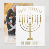 Joyeux Chanukah Menorah Carte photo de vacances (Devant / Derrière)