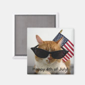 Joyeux chat 4 juillet Cool avec aimant à drapeau (Recto/Verso)