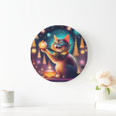 Joyeux chat célébrant Noël, horloge murale (Maison)
