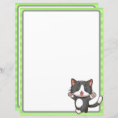 Joyeux chaton gris avec les yeux fermés Feuille de (Devant / Derrière)