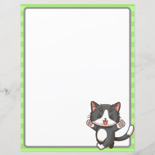 Joyeux chaton gris avec les yeux fermés Feuille de