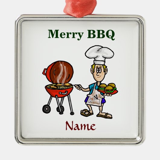 Joyeux chef barbecue Noël Ornement Customisez-Le! (Devant)