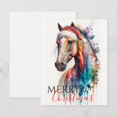 Joyeux Cheval de Noël à Santa Hat Carte de voeux (Devant / Derrière)
