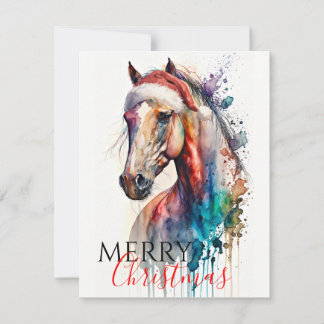 Joyeux Cheval de Noël à Santa Hat Carte de voeux