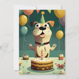 Joyeux Chien Anniversaire Fête Carte Appartement A