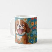 Joyeux chien dans un champ de fleurs Mug (Devant gauche)