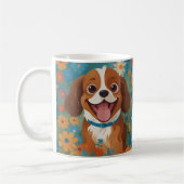 Joyeux chien dans un champ de fleurs Mug (Gauche)