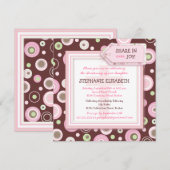 Joyeux Chiffres Roses Invitation De Bébée Fête De  (Devant / Derrière)