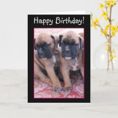 Joyeux chiot Boxer anniversaire carte de voeux (Fleur jaune)
