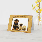Joyeux chiot d'anniversaire carte de voeux (Fleur jaune)