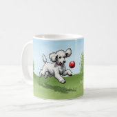 Joyeux Chiot Jouer Haiku Mug (Devant gauche)