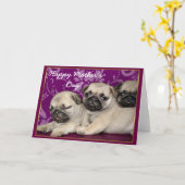 Joyeux chiots Carlin de la Fête des Mères carte de (Fleur jaune)