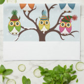 Joyeux Chouettes de Noël sur l'arbre Serviette de (Plié)