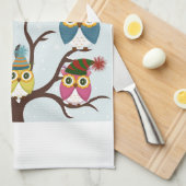 Joyeux Chouettes de Noël sur l'arbre Serviette de (Quart Plié)