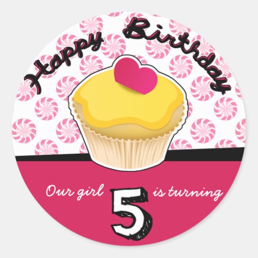 Joyeux cinquième (5e) Stickers Cupcake Anniversair (Devant)