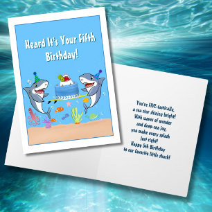 Joyeux cinquième anniversaire Requins avec carte g