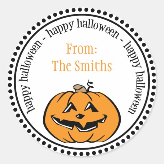 Joyeux Citrouille Dot Cercle Étiquettes (Devant)