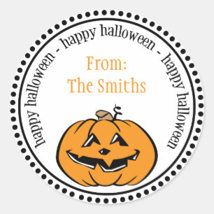 Joyeux Citrouille  Dot Cercle Étiquettes