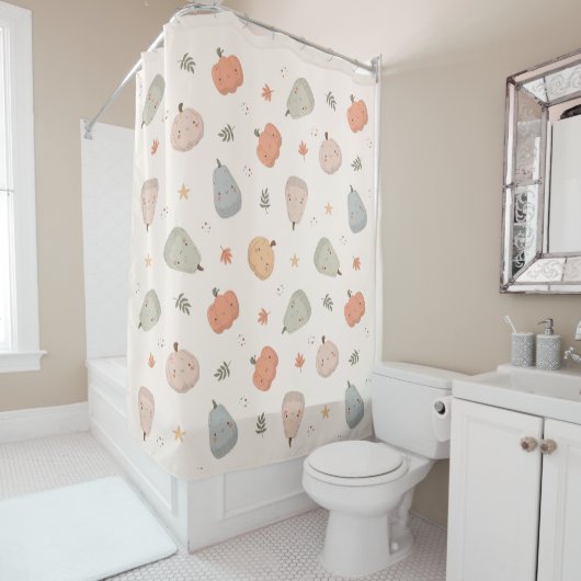Joyeux Citrouille Motif - Rideau de douche (En situation)