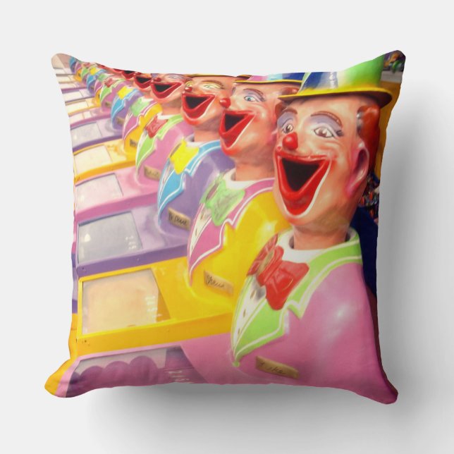 Joyeux Clowns Visage, Gros Coussin À Throw. (Recto)