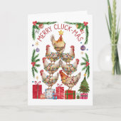 Joyeux Cluck-Mas Chicken-Lover Carte de Noël (Devant)