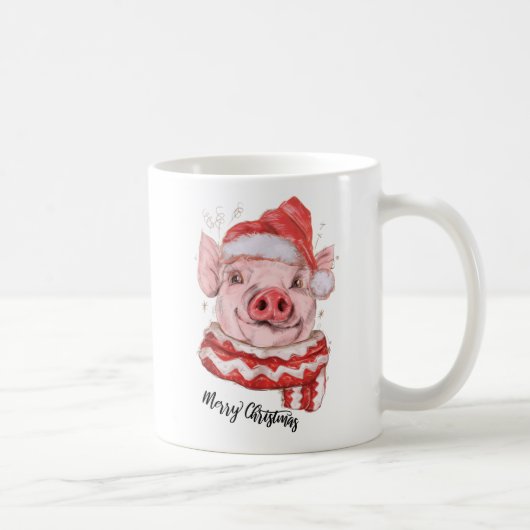 Joyeux Cochon de Noël Mug de café personnalisé (Droite)