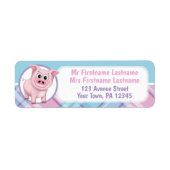 Joyeux Cochon rose bleu violet Étiquettes de adres (Devant)